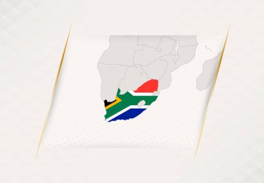 Ulusal Bayrak Renkleri içeren Güney Afrika Ülke Haritası.