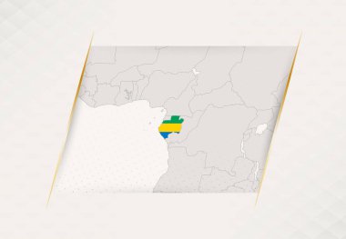 Gabon Ülke Haritası Ulusal Bayrak Renkleri.