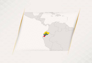 Ulusal Bayrak Renkleri içeren Ekvador Ülke Haritası.