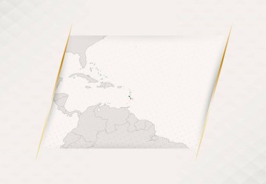 Saint Kitts and Nevis Country Map Featuring National Flag Colors.