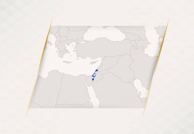 Ulusal Bayrak Renklerine sahip İsrail Ülke Haritası.