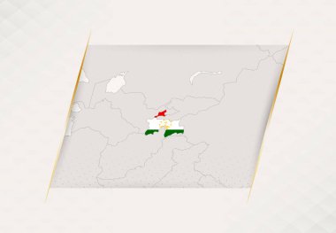 Ulusal Bayrak Renkleri içeren Tacikistan Ülke Haritası.