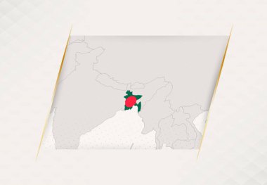 Ulusal Bayrak Renkleri içeren Bangladeş Ülke Haritası.