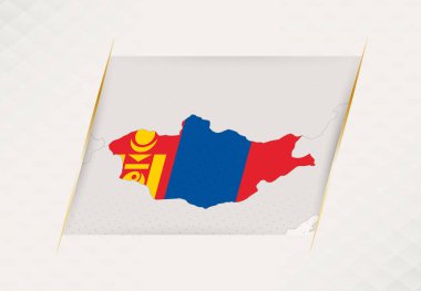 Ulusal Bayrak Renkleri içeren Moğolistan Ülke Haritası.