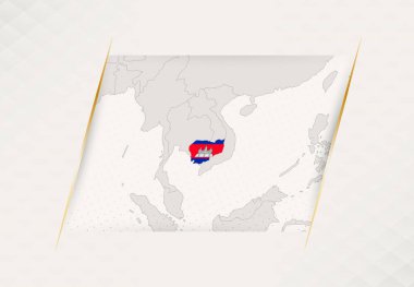 Kamboçya Ülke Haritası Ulusal Bayrak Renkleri.