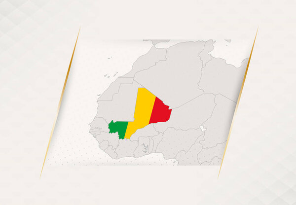 Mali Country Map Featuring National Flag Colors.