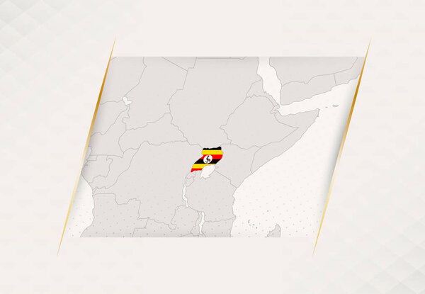 Uganda Country Map Featuring National Flag Colors.