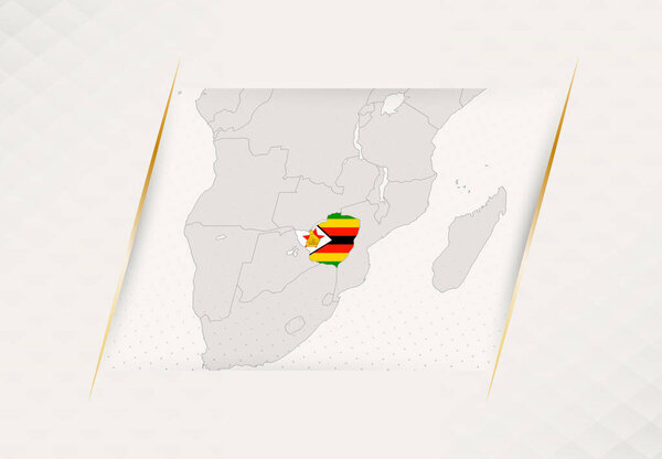 Zimbabwe Country Map Featuring National Flag Colors.