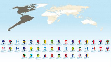 Amerikan Köy Bayraklarıyla Dünya Haritaları.