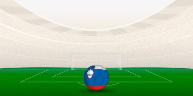 Ulusal Bayrak Futbol Topuyla Slovenya Futbol Stadyumu.