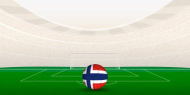 Ulusal Bayrak Futbol Topuyla Norveç Futbol Stadyumu.