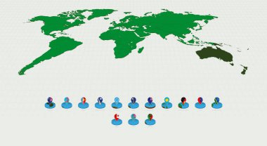 Alfabetik olarak sıralanmış Okyanus Haritaları, Isometric Round Design with Flags.