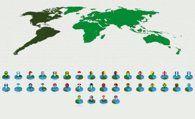 Alfabetik olarak sıralanmış Amerikan Haritaları, Isometric Round Design with Flags.