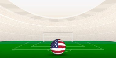 Ulusal Bayrak Futbol Topuyla Amerikan Futbol Stadyumu.