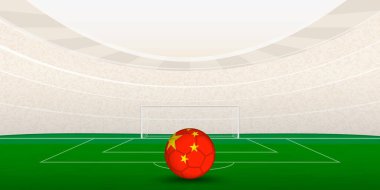 Ulusal Bayrak Futbol Topuyla Çin Futbol Stadyumu.