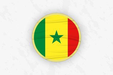Senegal Bayrak Dairesel Etiketi Tasarımı, Ulusal Onur Dekorasyonu.