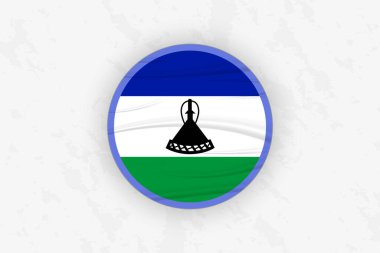 Lesotho Bayrak Dairesel Etiketi Tasarımı, Ulusal Onur Dekorasyonu.