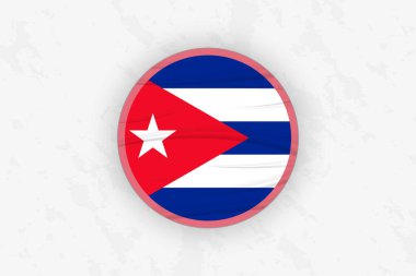 Küba Bayrak Dairesel Etiketi Tasarımı, Ulusal Onur Dekorasyonu.