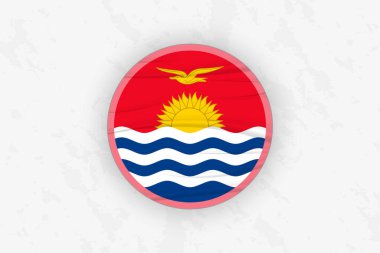 Kiribati Bayrak Dairesel Etiket Tasarımı, Ulusal Onur Dekorasyonu.