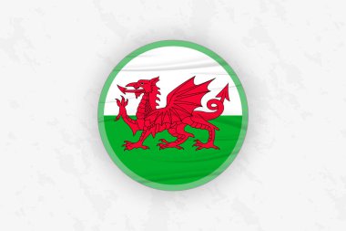 Galler Bayrak Dairesel Etiketi Tasarımı, Ulusal Onur Dekorasyonu.