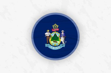 Maine Bayrak Dairesel Etiketi Tasarımı, Ulusal Onur Dekorasyonu.