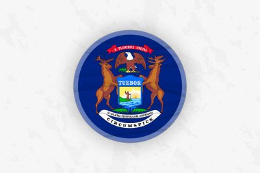 Michigan Bayrak Çemberi Etiketi Tasarımı, Ulusal Onur Dekorasyonu.