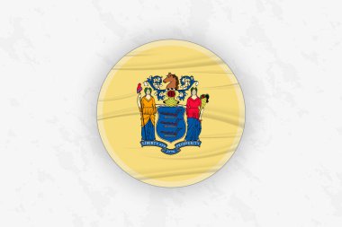 New Jersey Bayrak Dairesel Etiketi Tasarımı, Ulusal Onur Dekorasyonu.