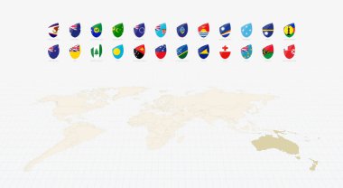 Ragbi Tarzı Oceanian Bayrakları. Büyük Rugby simgesi seti.