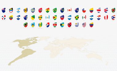 Ragbi Tarzı Amerikan Bayrakları. Büyük Rugby simgesi seti.