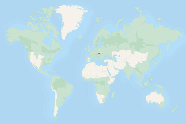 Slovakia Highlighted on World Map with National Flag. Slovakia Map and Flag.