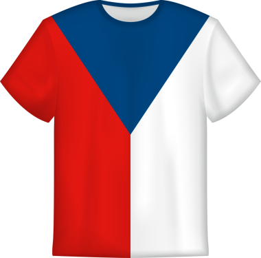 Çek Cumhuriyeti bayrağı taşıyan tişört tasarımı. Tişört şablonu.