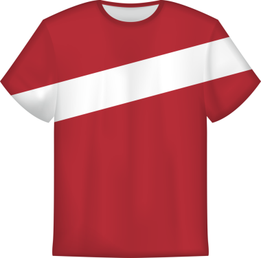 Letonya bayrağı olan tişört tasarımı. Tişört şablonu.