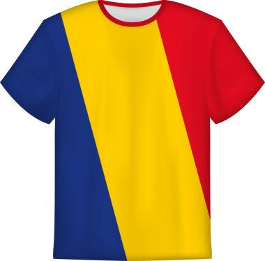 Romanya bayrağı taşıyan tişört tasarımı. Tişört şablonu.