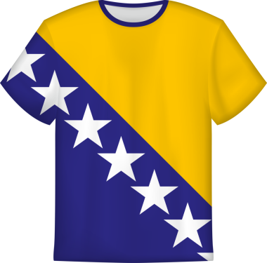 Bosna-Hersek bayrağı taşıyan tişört tasarımı. Tişört şablonu.