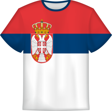 Sırbistan bayrağı taşıyan tişört tasarımı. Tişört şablonu.