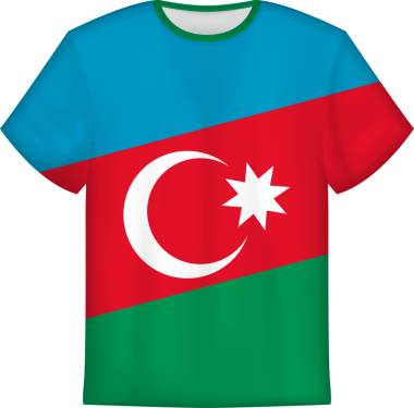 Azerbaycan bayrağı taşıyan tişört tasarımı. Tişört şablonu.
