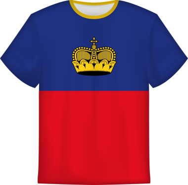 Lihtenştayn bayrağı olan tişört tasarımı. Tişört şablonu.