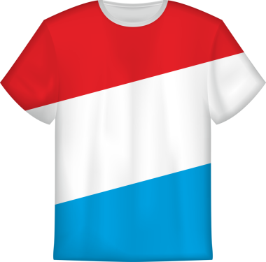 Lüksemburg bayrağı taşıyan tişört tasarımı. Tişört şablonu.