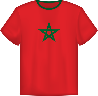 Fas bayrağı taşıyan tişört tasarımı. Tişört şablonu.