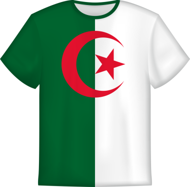 Cezayir bayrağı taşıyan tişört tasarımı. Tişört şablonu.