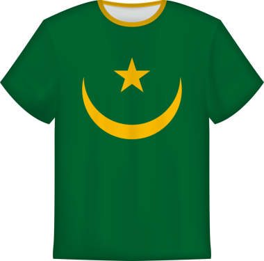 Moritanya bayraklı tişört tasarımı. Tişört şablonu.