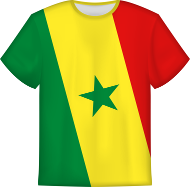 Senegal bayrağı olan tişört tasarımı. Tişört şablonu.