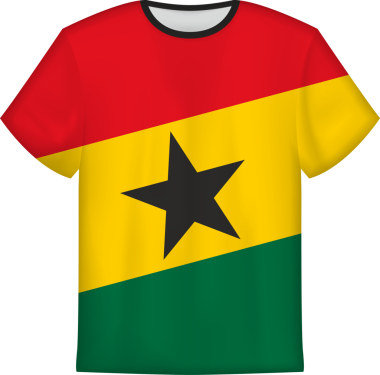 Gana bayrağı taşıyan tişört tasarımı. Tişört şablonu.