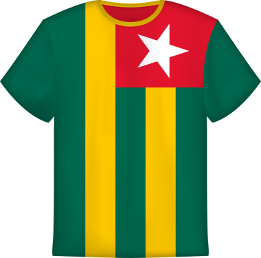Togo bayrağı taşıyan tişört tasarımı. Tişört şablonu.