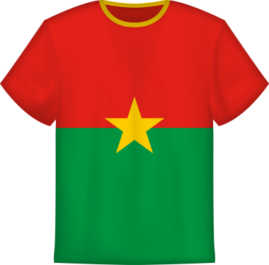Burkina Faso bayraklı tişört tasarımı. Tişört şablonu.