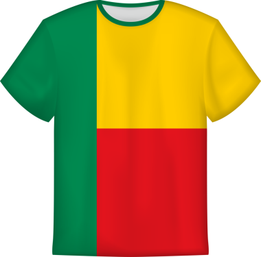 Benin bayrağı olan tişört tasarımı. Tişört şablonu.