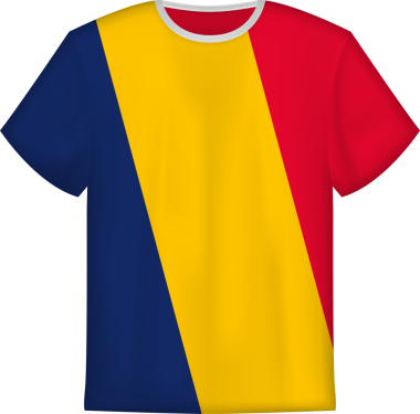 Chad 'in bayrağını taşıyan tişört tasarımı. Tişört şablonu.