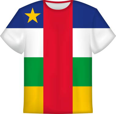 Orta Afrika Cumhuriyeti bayrağı taşıyan tişört tasarımı. Tişört şablonu.