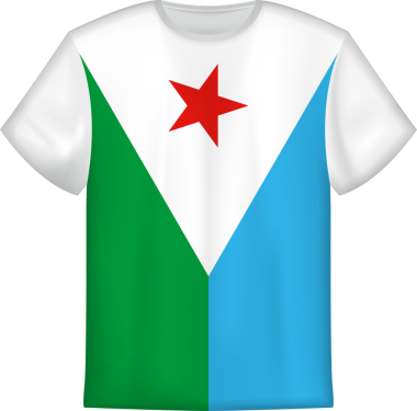 Cibuti bayrağı taşıyan tişört tasarımı. Tişört şablonu.
