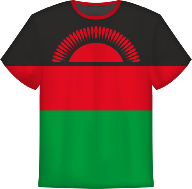 Malawi bayrağı olan tişört tasarımı. Tişört şablonu.